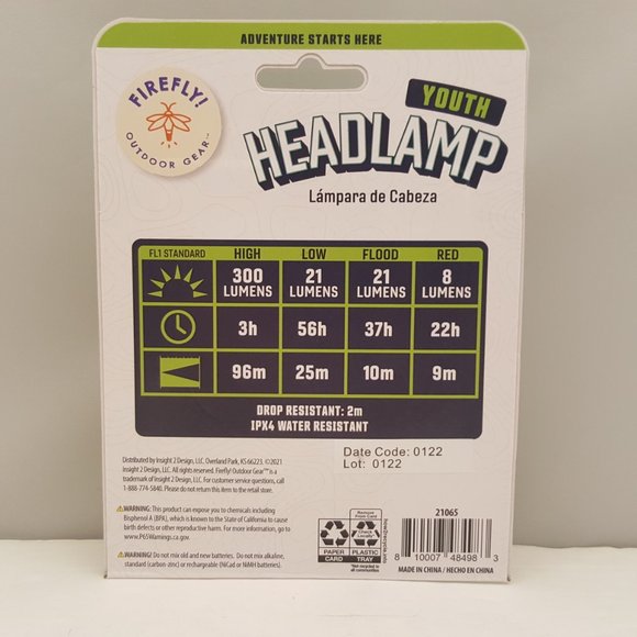 Youth Headlamp by Firefly! Outdoor Gear 300 Lumen w/ 4 Light Modes - Picture 2 of 7